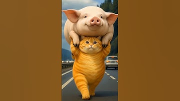 Pig and orange fat cat 🐷 Funny AI cartoon video
