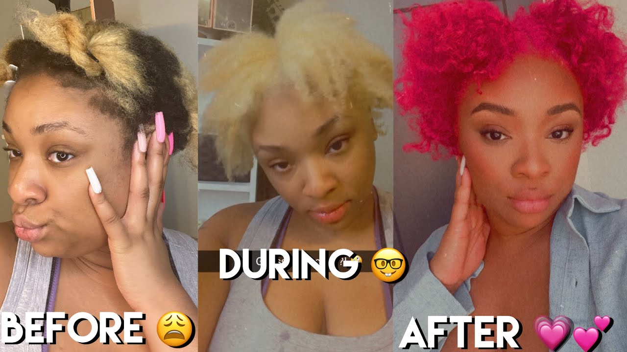 BLEACHING AND DYEING MY NATURAL TYPE 4 HAIR PINK DIY 4B/4C HAIR