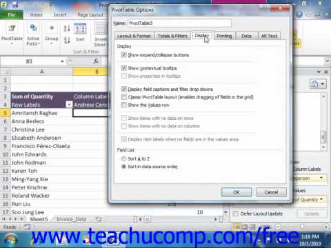 excel 2010 tutorial setting