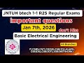 👉R25 JNTUH Basic Electrical Engineering 1-1 jan 2026/ Important Questions | Unit Wise👍🏼👍🏼