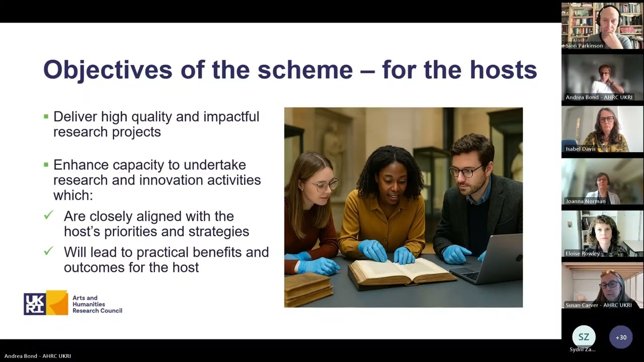 AHRC Early career fellowships cultural and heritage institutions 2025 Townhall sessions 18 Sept 2025