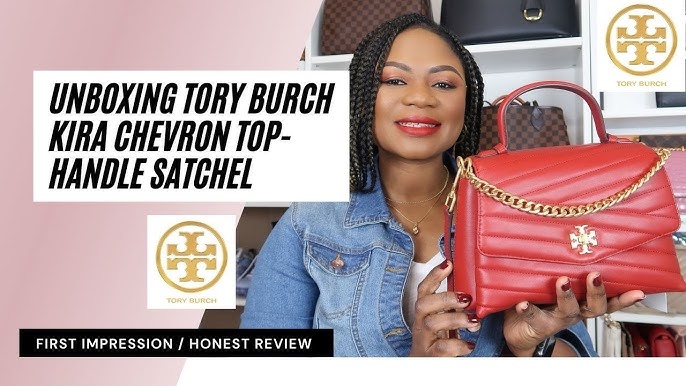 Tory Burch Kira Chevron Color-block Top-handle Satchel in Red