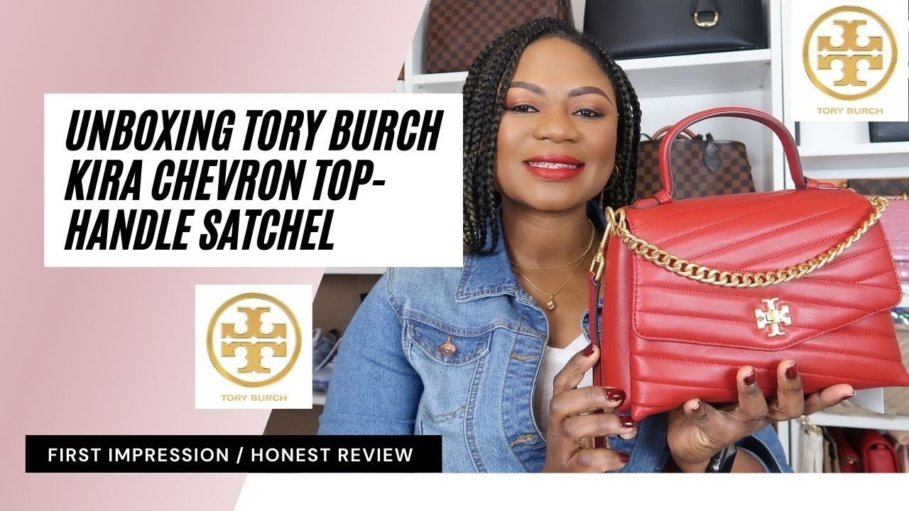 Tory Burch Kira Chevron top handle satchel, Women's Fashion, Bags