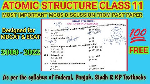 Past Paper: Atomic structure solved MCQs class 11 | Most Repeated Chemistry Questions