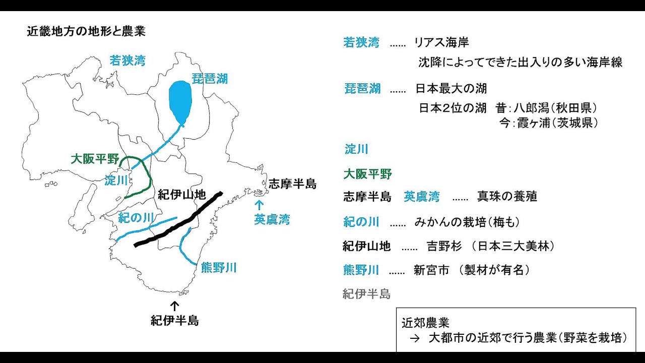 １０分でわかる日本地理 日本地理２０７ 近畿地方の地形 農業 工業 Youtube
