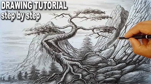 how to draw realistic scenery with pencil - How to draw a cliff