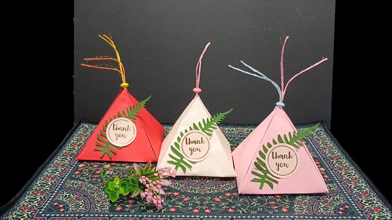Origami Pyramid Gift Box 折纸金字塔形礼物盒#origamibox #origami #giftbox # ...