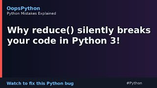 Your Python Is Too Slow: Why reduce() silently breaks your code in Python 3!