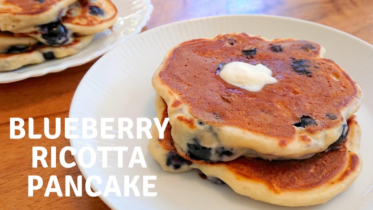 Fluffy Blueberry Ricotta Pancake in one bowl / Easy Recipe リコッタチーズ
