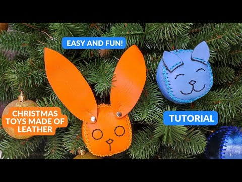Handmade Soft leather Christmas toy pattern. Pattern cat, Pattern rabbit