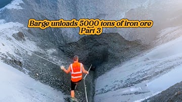 Barge unloads 5000 tons of iron ore - Part 3- big shipment - Vlog of work on the barge