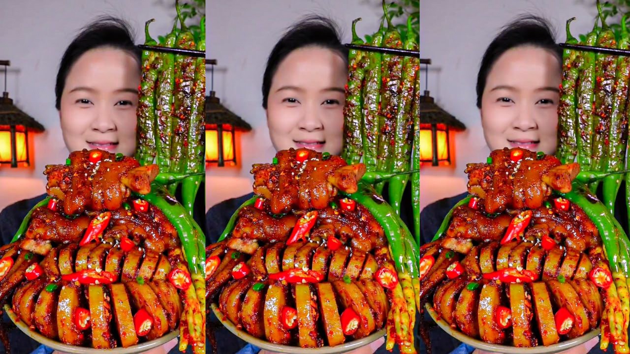 Let’s Eat with Jin Sister! Braised Pig’s Trotter and Spicy Stir-Fry Eating Show – So Delicious