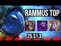 RAMMUS vs GRAGAS (TOP) | Rank 13 Rammus | KR Master | 25.S1.3