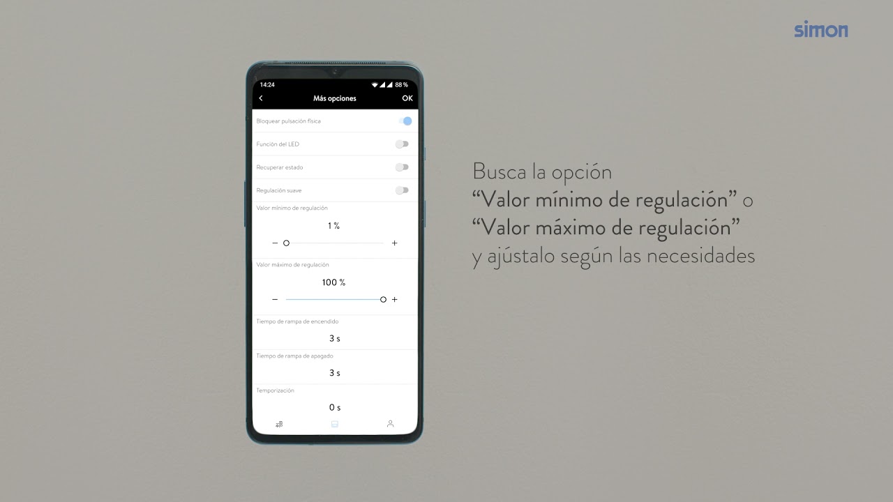 Watch Ajustar los valores de un interruptor regulable iO | Simon 270 on YouTube.