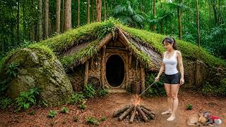 TIMELAPSE: 100 Days Survival Alone: Build a Warm Shelter in the Rainforest, Catch and Cook
