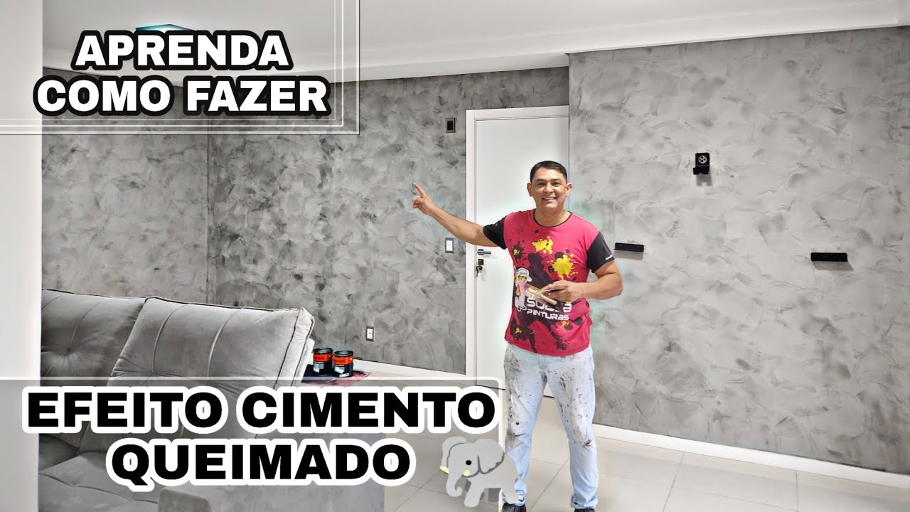 COMO FAZER EFEITO CIMENTO QUEIMADO: cor elefante 🐘 #cimentoqueimado # ...