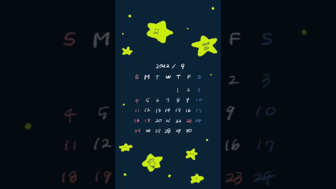 22年9月のカレンダー ゆるいイラストの壁紙を配布します Iphone ロック画面 待ち受け画面 Youtube