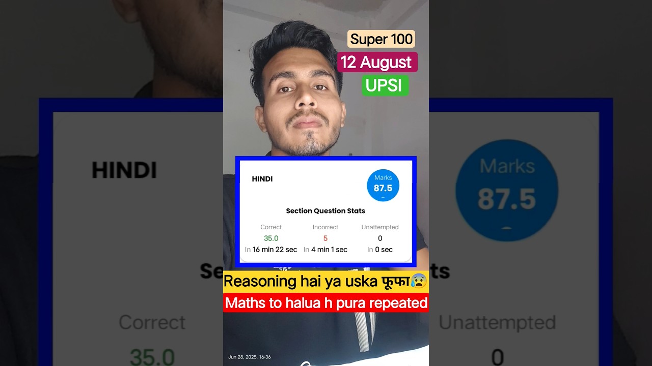 upsi super 100 mock test result analysis on 12 August 