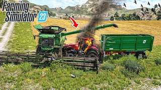 Harvester vs Tractor Crash – Unexpected Chaos 🚜💥 Farming simulator 23 Timelapse #fs23