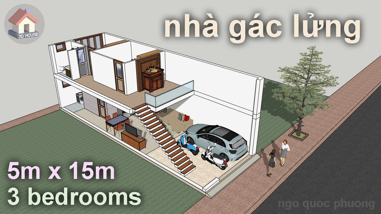 Double Storey House Design 5m x 15m ○ 3D House Design - YouTube