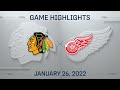 NHL Highlights | Blackhawks vs. Red Wings - Jan. 26, 2022