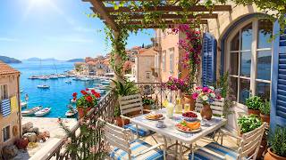 Sunny Harbor Jazz Cafe - Mediterranean Balcony Breakfast Ambience & Smooth Piano Jazz Escape