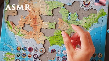 ASMR 1hour Solving Puzzle Map of USA | Soft Spoken