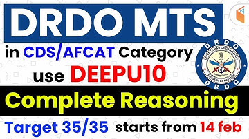 DRDO MTS 2020 | Reasoning Complete Course | Use Code "DEEPU10" & Get 10% Off