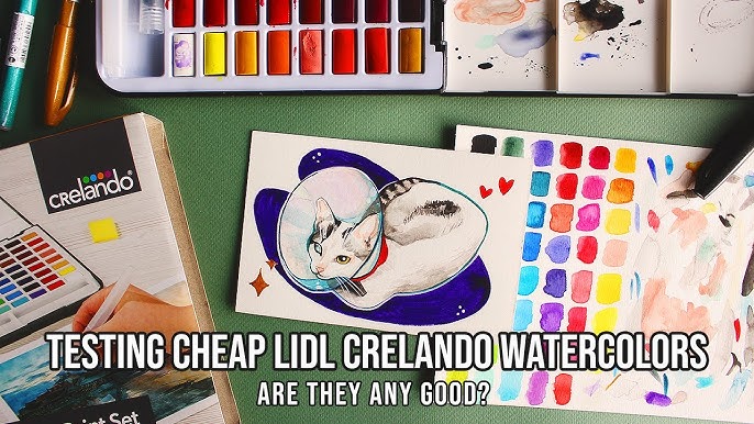 Lidl watercolors crelando swatching from YouTube -