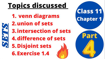 Class 11 maths | Ex. 1.4 of Chapter 1 (Sets) - Union,Intersection,Difference of sets,Disjoint sets