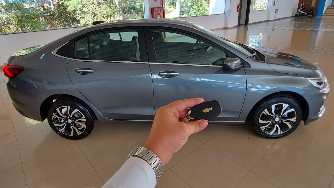 detalhes novo Chevrolet onix plus cinza satin steel 2023 premier - YouTube