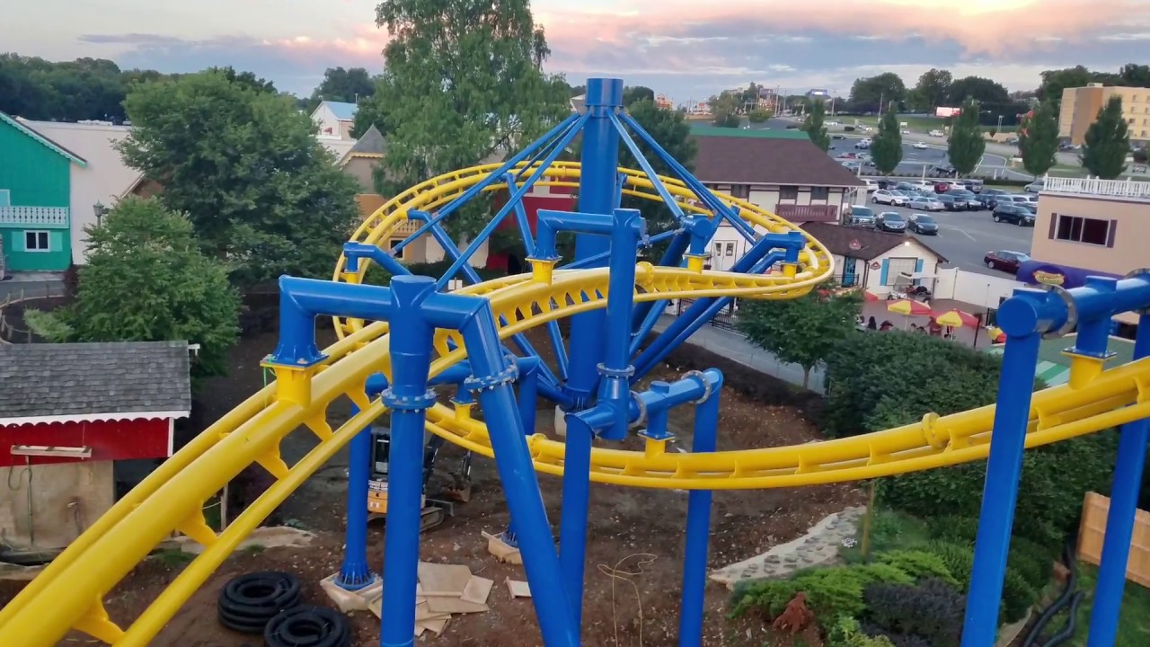 Merlin's Mayhem Construction at Dutch Wonderland from Skyride in HD ...