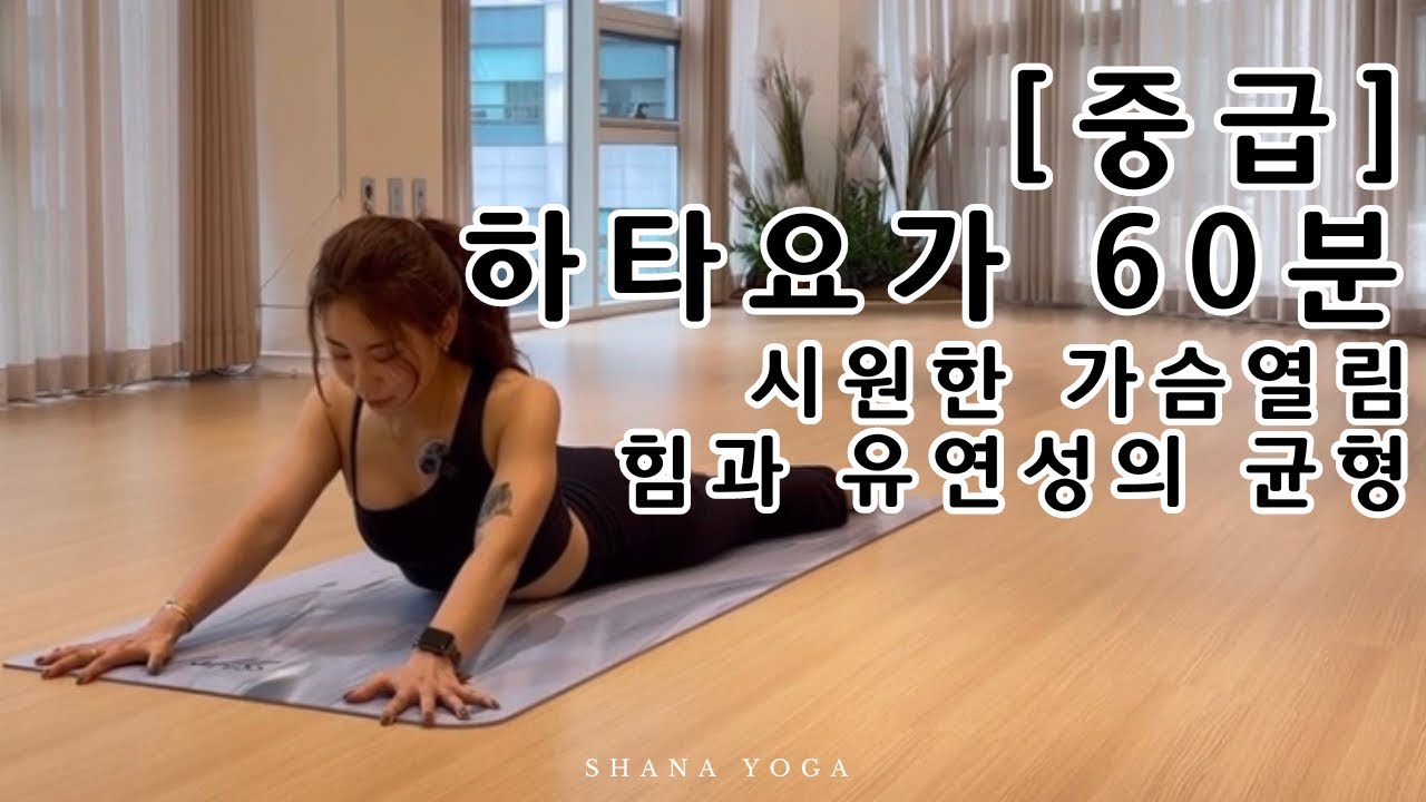 [중급] 하타요가 60분 | 비파리타단다아사나 시원한 가슴열림 힘과 유연성의 균형을 통해 단단하면서 유연한 육체 얻어가기
