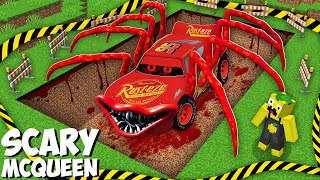 ฉันพบ SCARY BURIED MONSTER McQuenn CAR ใน Minecraft! รถลับสุดอันตราย!