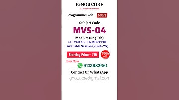 MVS 04 Solved Assignment PDF 2024-25 in English, MAVS program MVS-04 Solved assignments