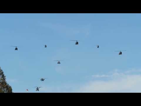 【観閲飛行（ヘリ9機）】陸上自衛隊第10師団創立56周年記念行事 守山駐屯地 2018.11.24