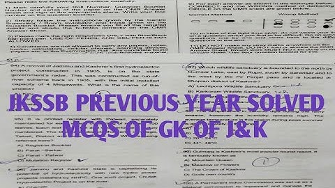 JKSSB PREVIOUS YEAR SOLVED MCQS OF GK OF J&K Target Brains