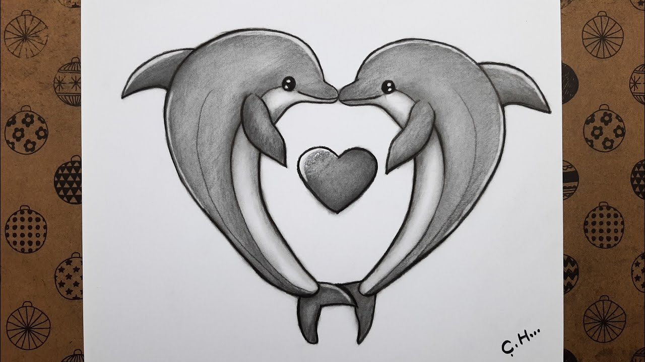 Kolay Sevimli Yunuslar Resmi Çizimi Adım Adım Nasıl Yapılır Karakalem Kolay  Hayvan Çizimleri - Youtube