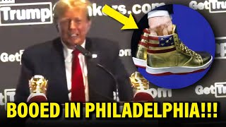 Trump Gets MERCILESSLY BOOED at Philadelphia 'Sneaker Con'