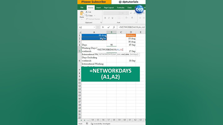 ExcelShort65 calculate days between two dates