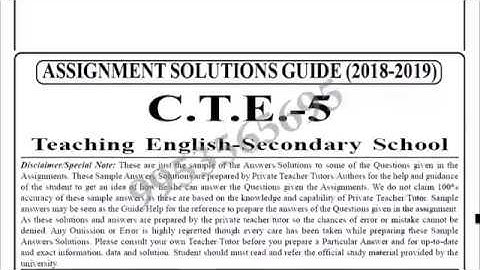 IGNOU CTE-5 solved assignment 2018-19