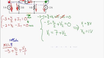 Nodal Analysis with voltage sources (super nodes)