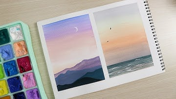 ART#50 |Tranh phong cảnh với tông màu pastel| Tutorial for beginners| Landscape| HIMI Gouache