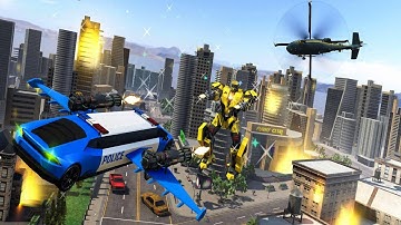 Flying Limo Police Helicopter Car Robot Games#02