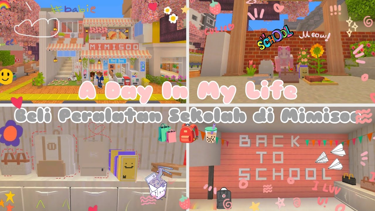 ⋆𐙚｡🎒 A Day In My Life || Beli Peralatan Sekolah di Mimisoo 🛍️💸 #minecraft #kawaiiworld #fyp