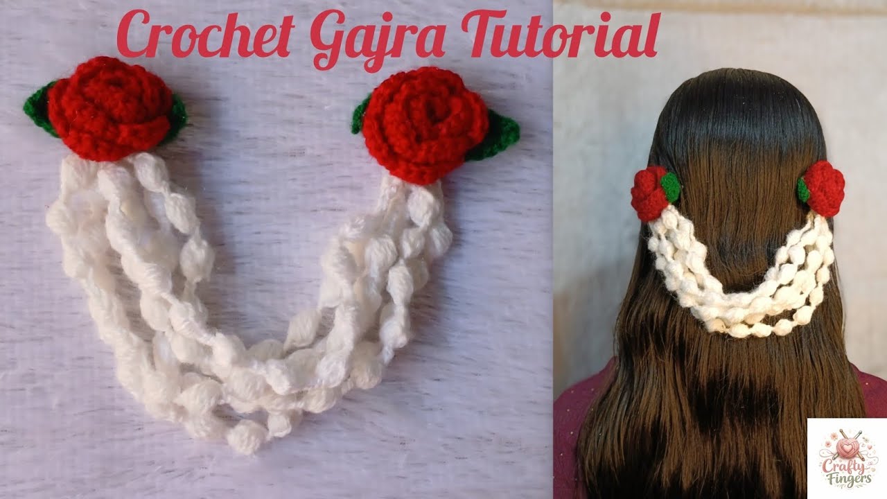 Crochet Gajra Tutorial | Crochet Gajra Hair clip Tutorial For Beginners 