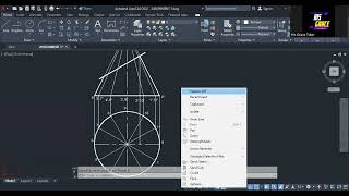 AutoCAD - Construction of Front Elevation and Complete Plan of a Truncated Cone