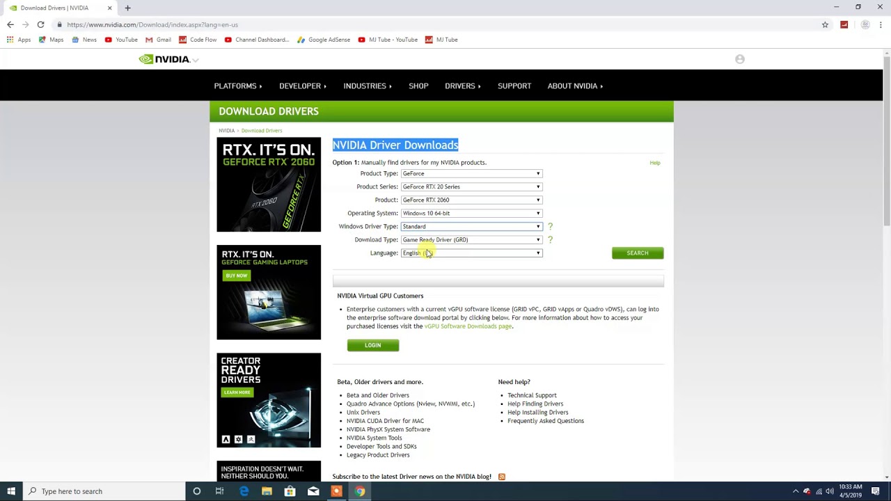 how to install nvidia drivers windows 10