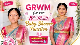 GRWM for 5th month valaikkapu🫄♥️ I did my own makeup🥰 #babyshower #tamil #pregnancy  screenshot 5