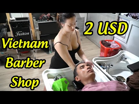 Vietnam Barber Shop ASMR Massage Face - Shave - Wash Hair with Beautiful Girl